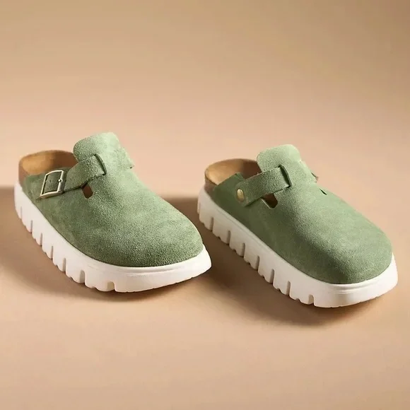 Birkenstock Boston Chunky Clogs in Green Tea (Papillio) - Picture 3 of 12